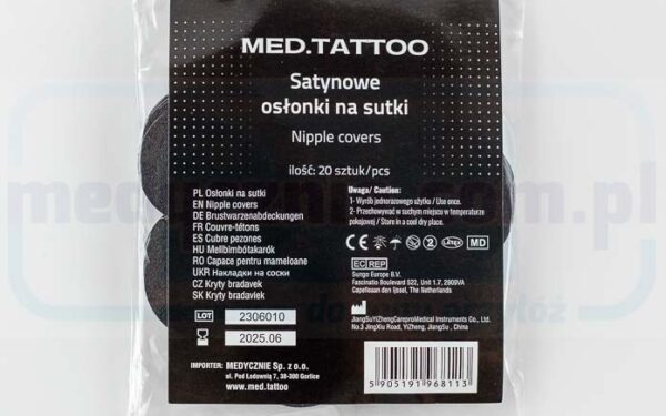 MED.TATTOO - Osłonki satynowe na sutki czarne 20szt