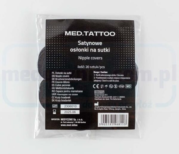 MED.TATTOO - Osłonki satynowe na sutki czarne 20szt