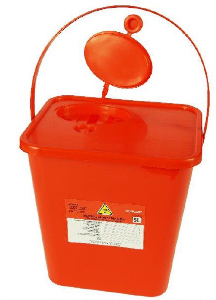 Afvalbak voor medisch afval 10L geel 1pc