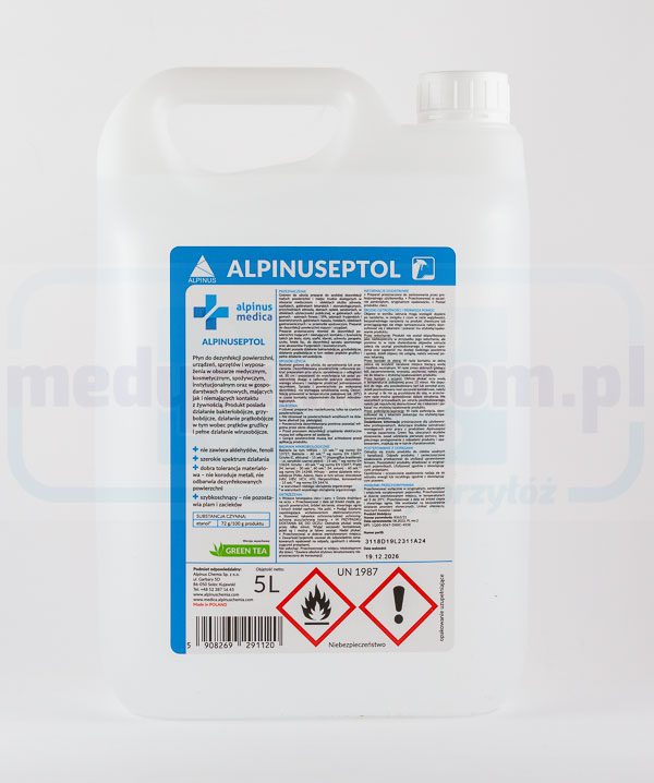Alpinuseptol Groene Thee 5L oppervlaktedesinfectiemiddel (gelijkwaardig aan bijv. Velox, Aerodesin, Incidin).