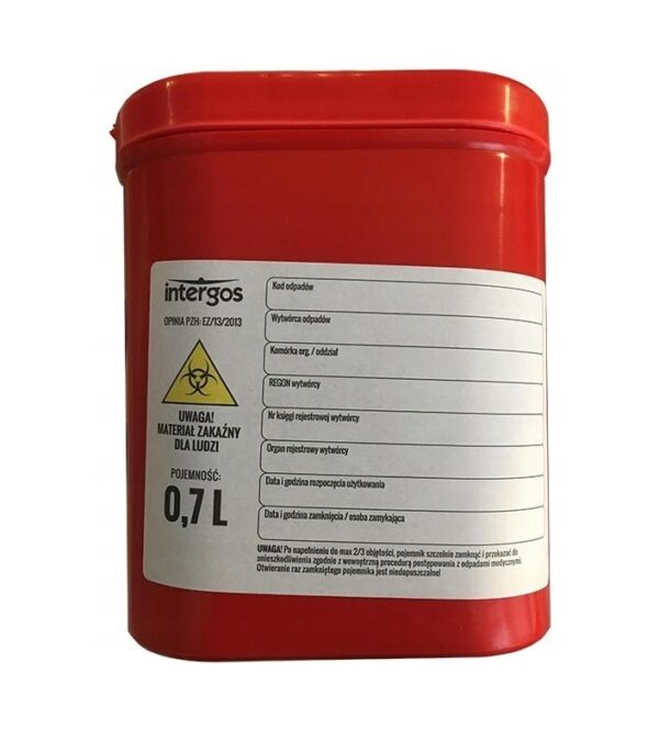 Contentor de resíduos hospitalares 0,7L plano 1pc