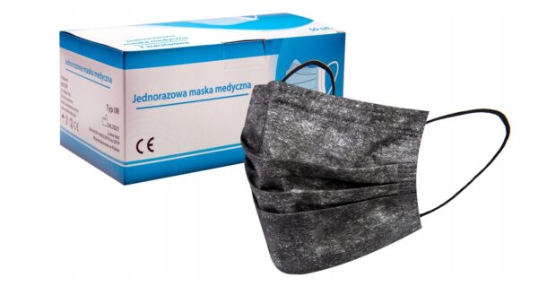 Chirurgisch masker, medisch, drielaags, op elastiek, 50st type II zwart