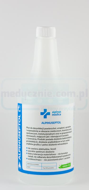 Alpinuseptol Green Tea 1L oppervlaktedesinfectiemiddel met pomp (gelijkwaardig aan bijv. Velox, Aerodesin, Incidin).